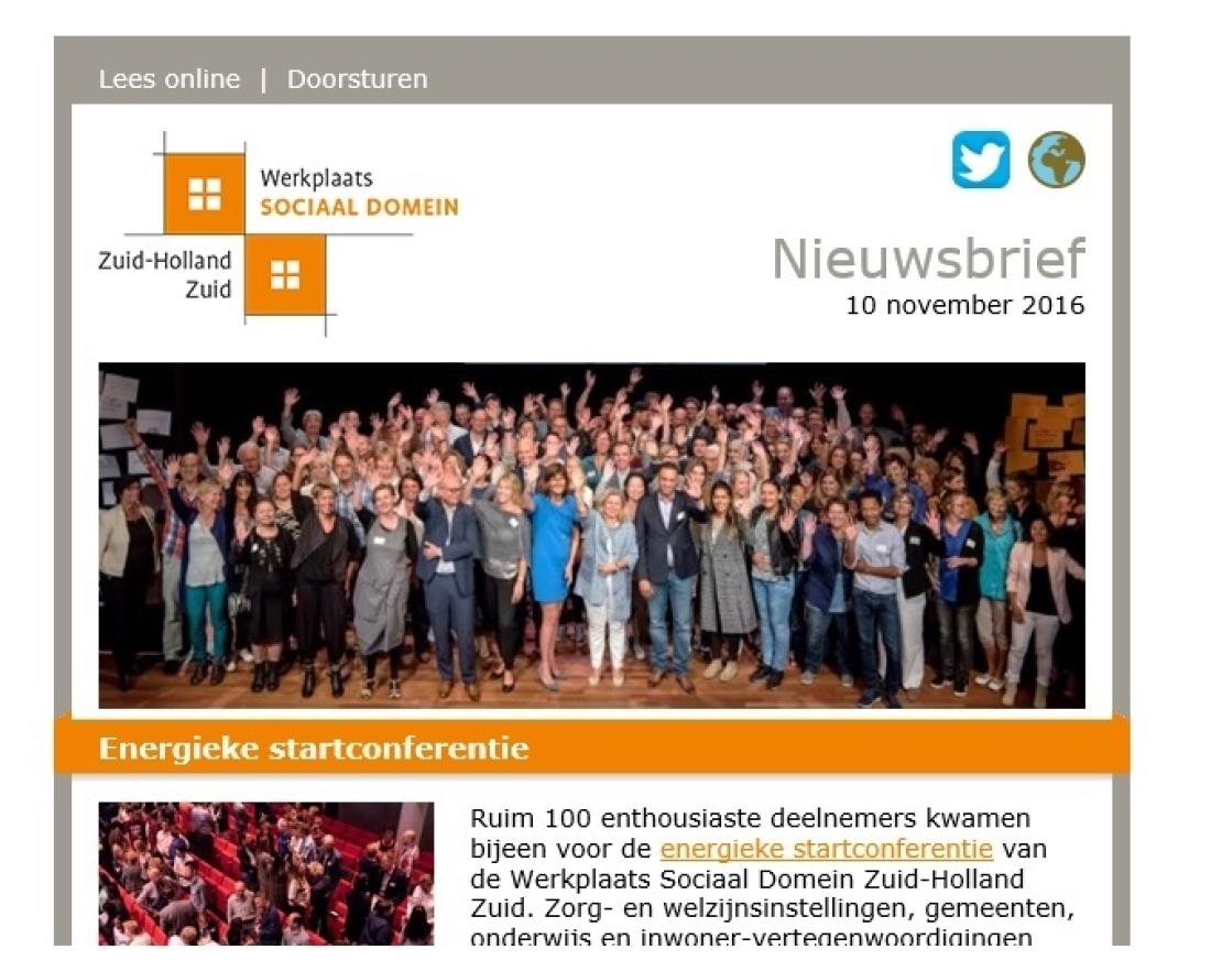 Werkplaats Sociaal Domein Zuid-Holland Zuid | Eerste nieuwsbrief werkplaats verschenen