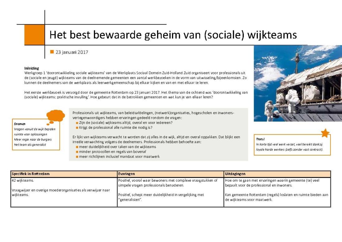 Werkplaats Sociaal Domein Zuid-Holland Zuid | Bijeenkomst 23 januari 2017
