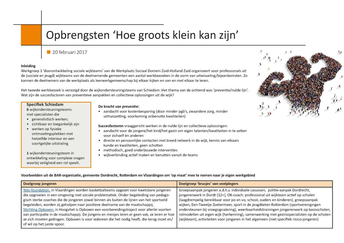 Werkplaats Sociaal Domein Zuid-Holland Zuid | Terugblik op bijeenkomst Schiedam